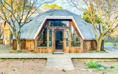 Bell Circle Eccentric Geodesic Dome-home